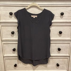 Grey ruffle sleeve blouse